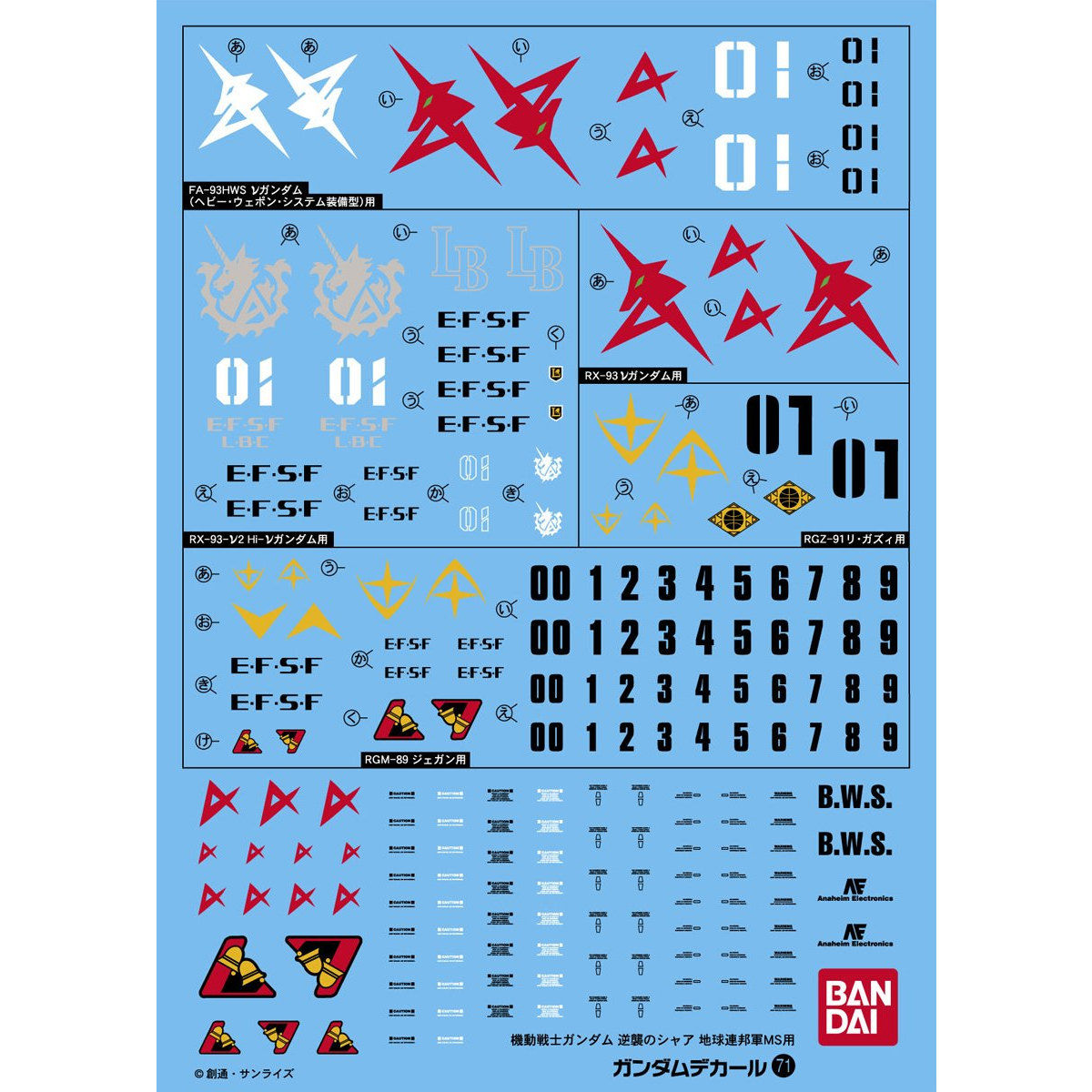 ガンダムデカールNo.71 HGUC 1/144 機動戦士ガンダム 逆襲のシャア 地球連邦軍MS用
