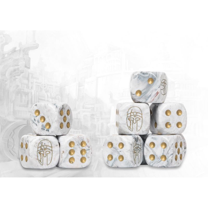 City States Logo on Light Grey Marbled Dice with Gold Pips- 24 per pack