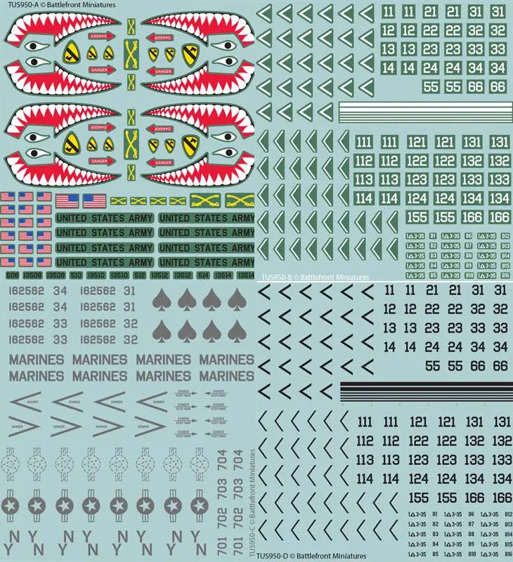 us941 American Decals (x4 Sheets)