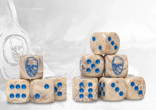 Spires Logo on Lunar Marbled Dice with Black pips - 24 per pack