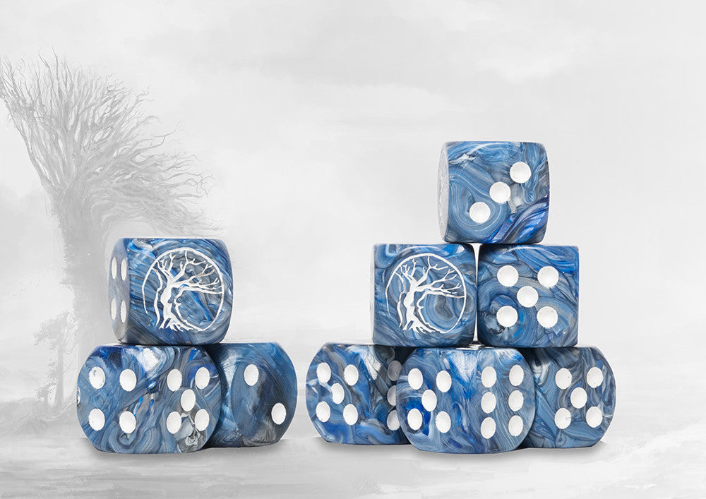 Nords Logo on Blue Marbled Dice with White Pips - 24 per pack