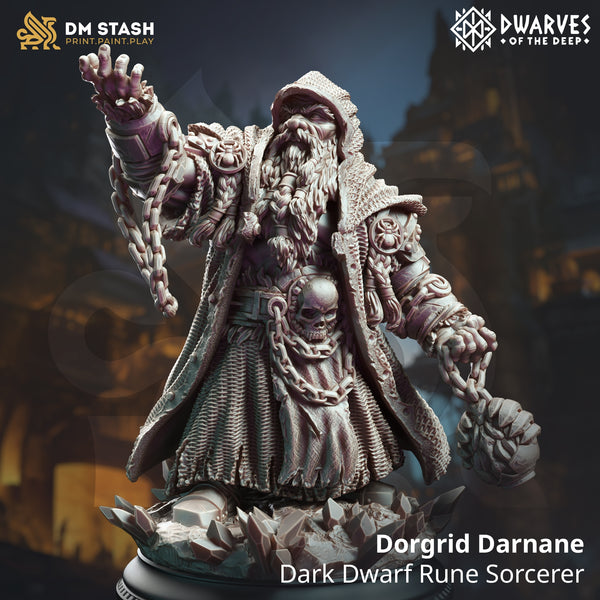 Dorgrid Darnane - Dark Dwarf Rune Sorcerer [Medium Sized Model - 25mm base]