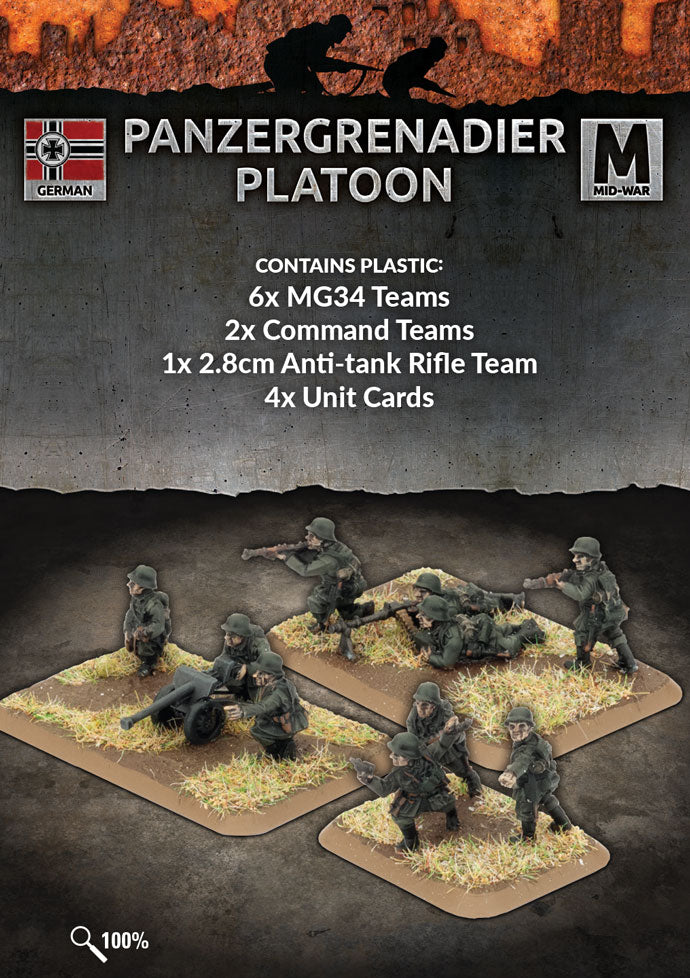 Panzergrenadier Platoon (Mid War x30 Figures x1 Gun Plastic)