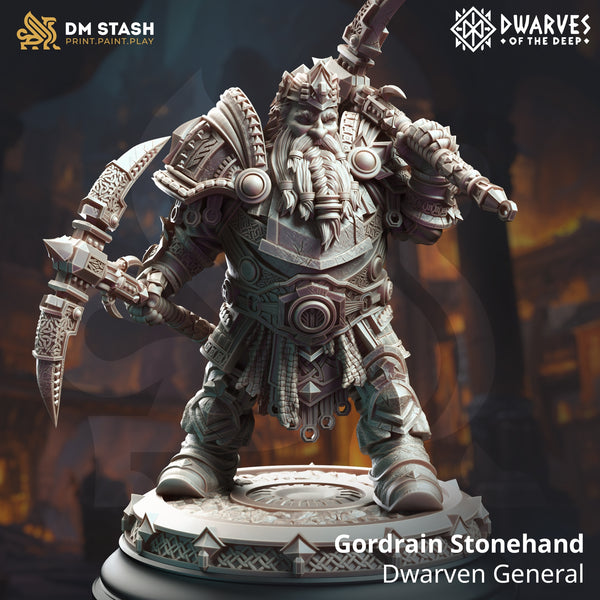 Gordrain Stonehand - Dwarven General [Medium Sized Model - 25mm base]