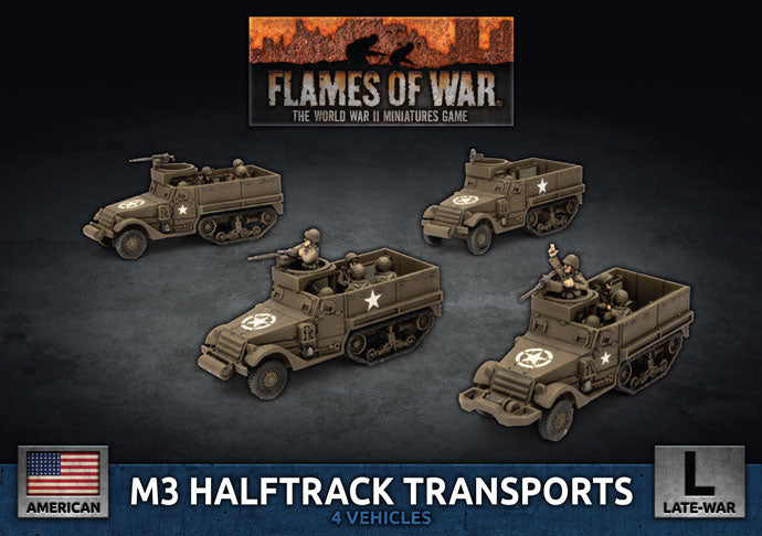 M3 Halftrack Transport Platoon (x4 Plastic)