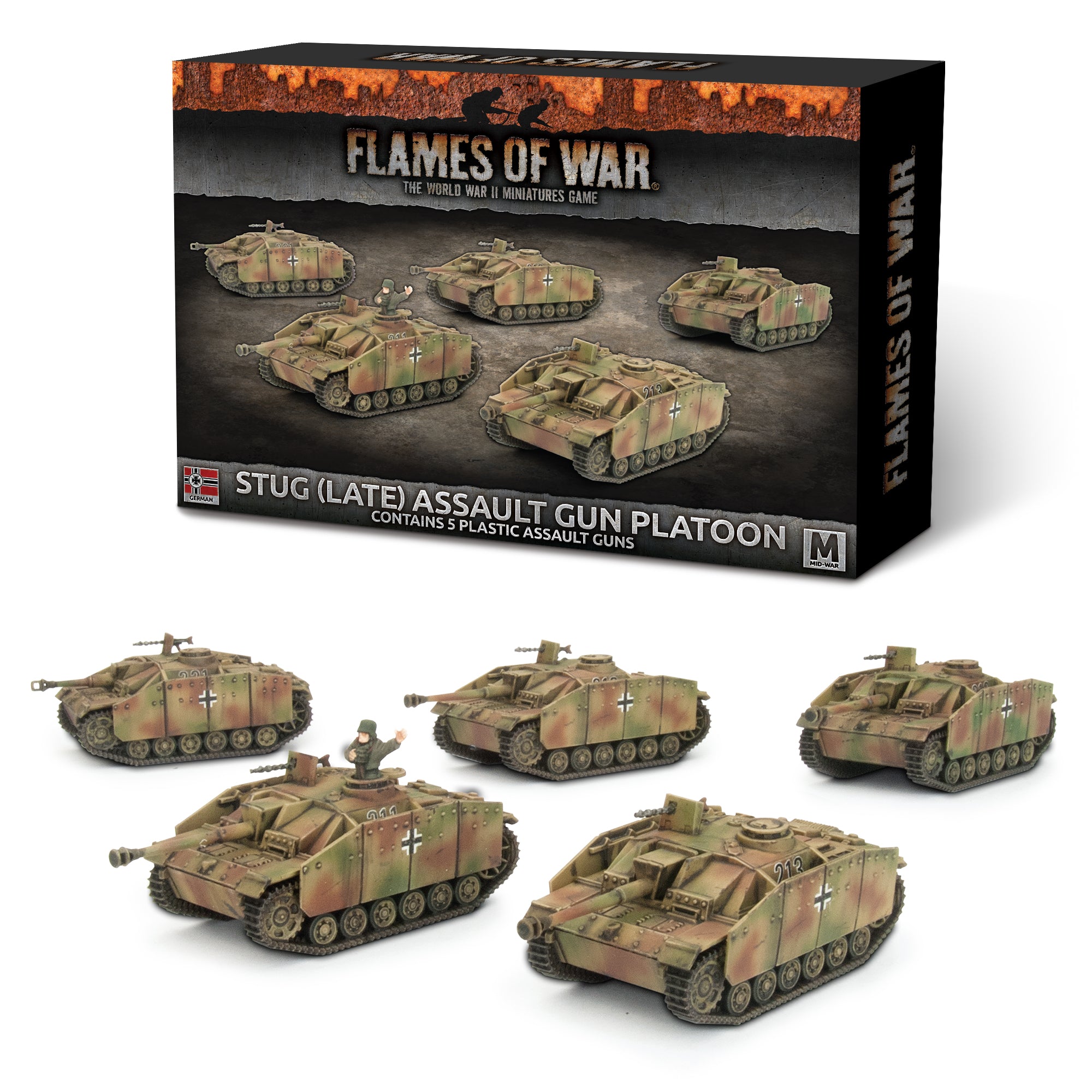 gbx123 StuG (Late) Assault Gun Platoon (Mid War x5 Tanks Plastic)