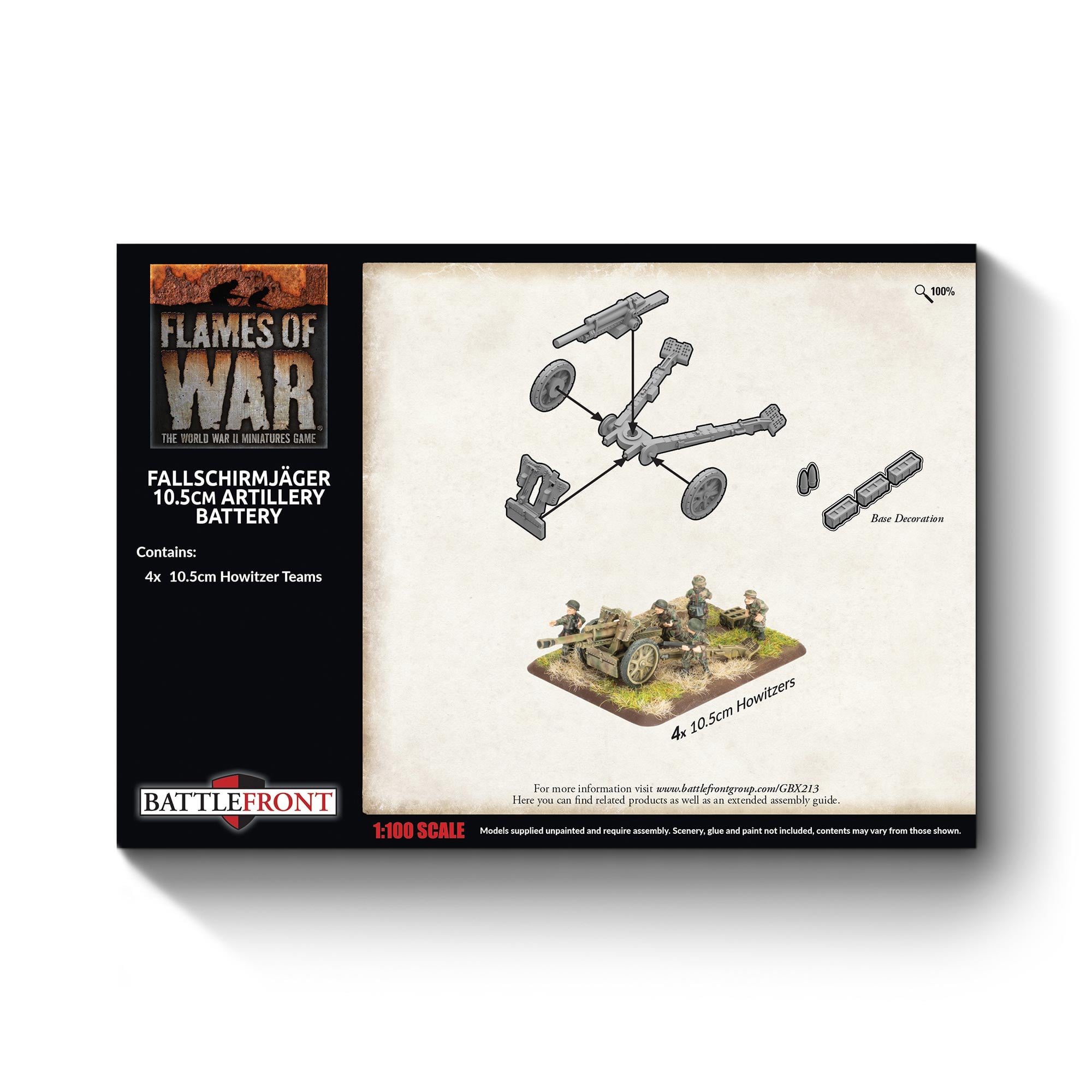 GBX213 FJ 10.5cm Artillery Battery (x4 guns Plastic)